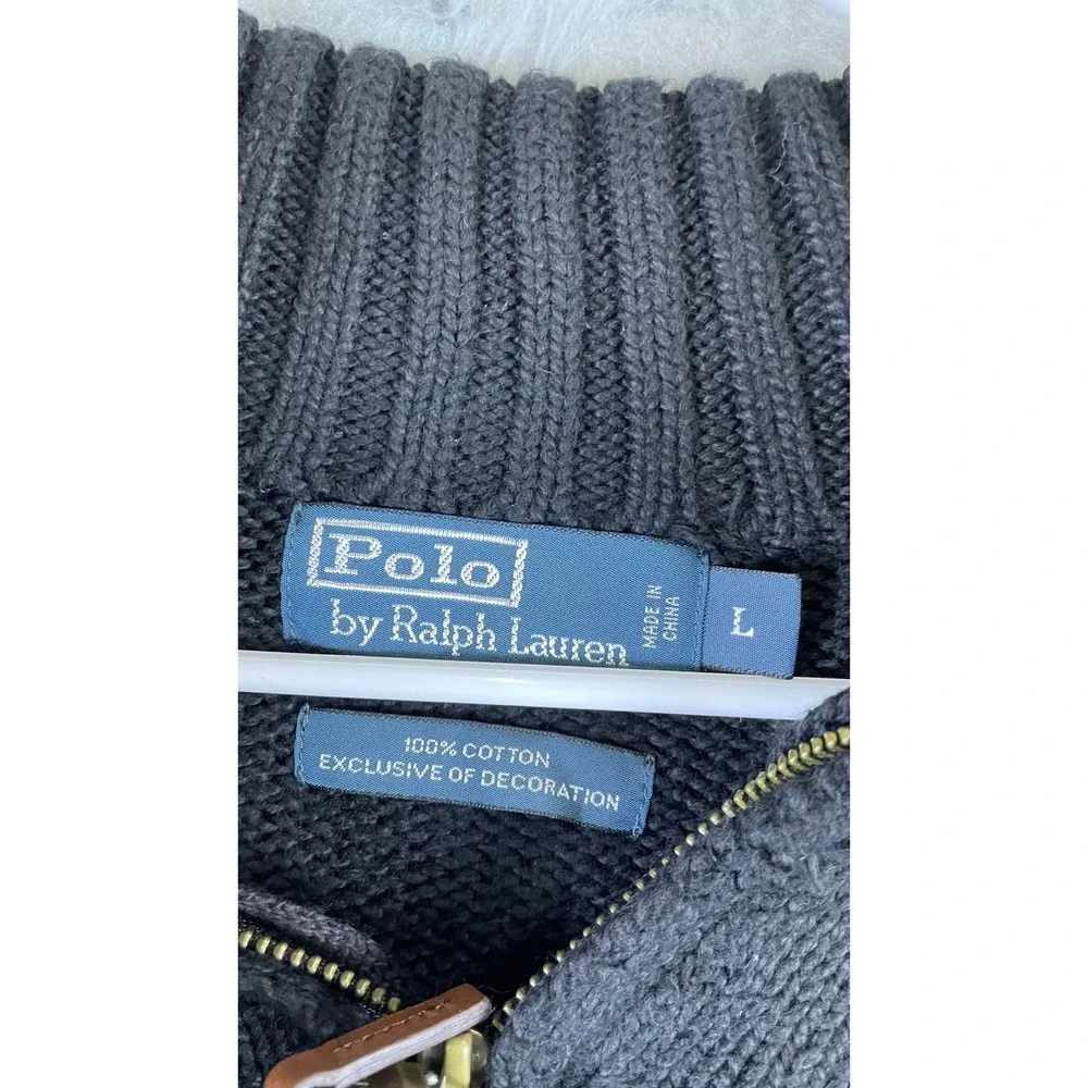 Polo Ralph Lauren Quarter Zip Sweater Mens Large Black Excellent Cotton Knit